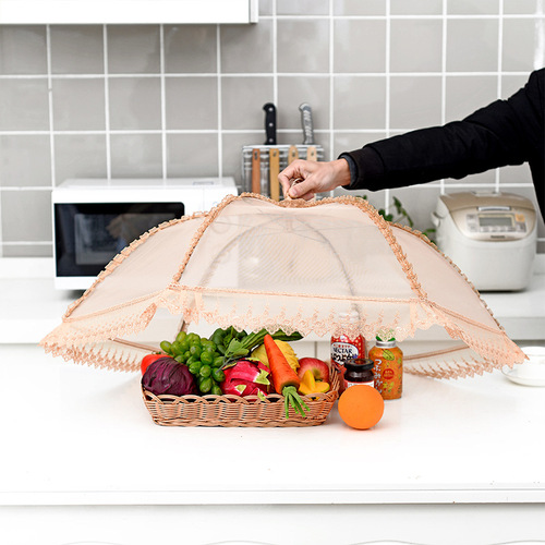 Food cover, vegetable cover, folding dining table cover, leftover food anti-fly artifact, household new dust-proof vegetable cover umbrella