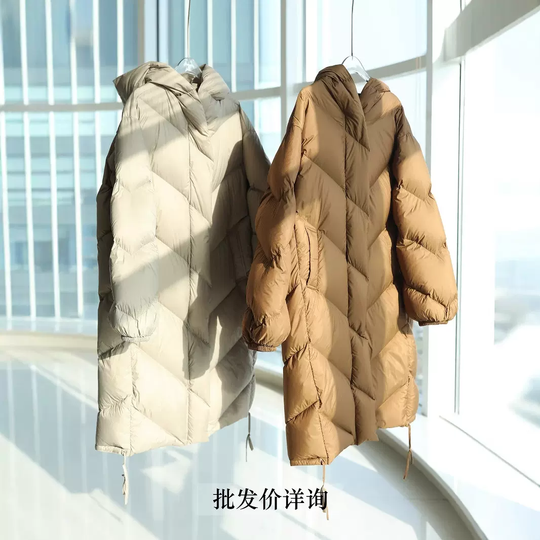 95白鹅绒服女霍尔多巴吉羽绒服保暖超轻柔连帽中长款冬简约大鹅被