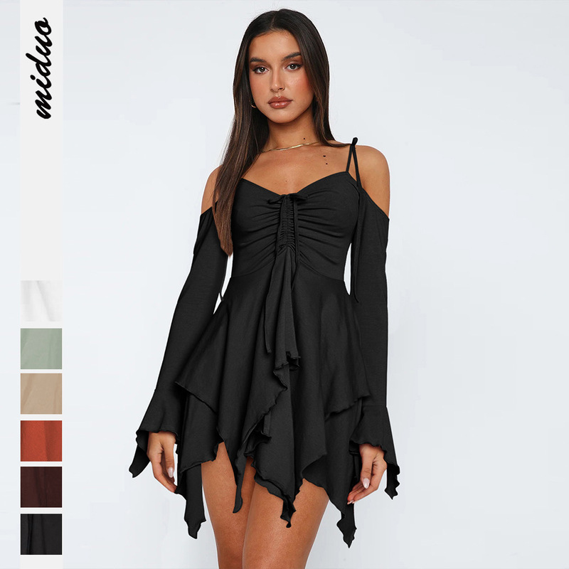 Amazon suspender dress, long patchwork dress for outer wear, Halloween performance costume, irregular short skirt wholesale
