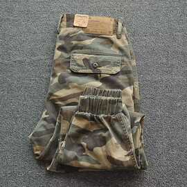 干活穿的裤子男工地防撕裂工作服劳保工作裤耐磨宽松束脚牛仔裤男