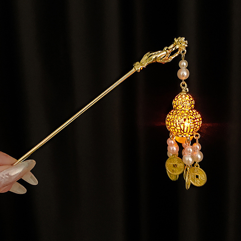 Pasadilla luminosa con pinzas de lámparas, lámpara de útero, pabellón de linternas, lanternas de bordas, adornos de cabello, jardín de viajes del Medio Otoño, pinzas de cabello