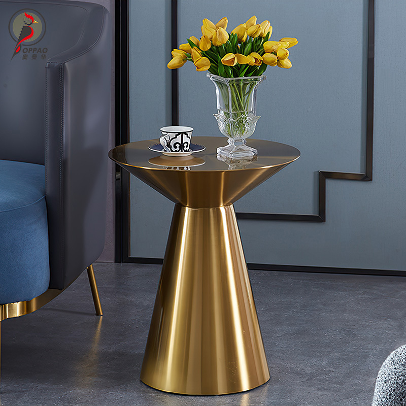 Light Luxury Bedside Stainless Steel Side Table Hotel Room Home Small Coffee Table Small Apartment Living Room Sofa Removable Corner Table