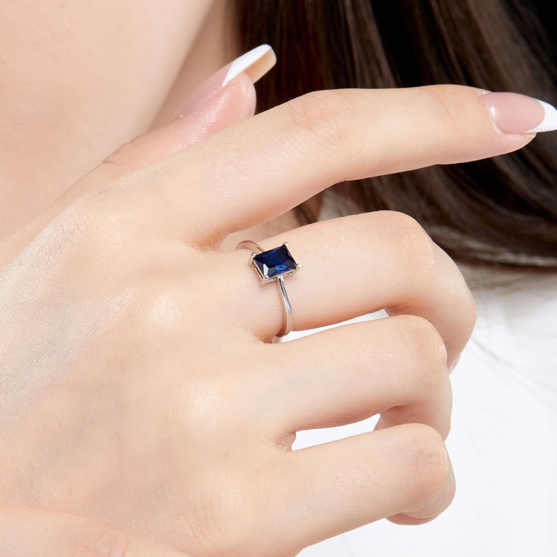 Fashion Square Silver Plating Inlay Zircon Open Ring 1 Piece