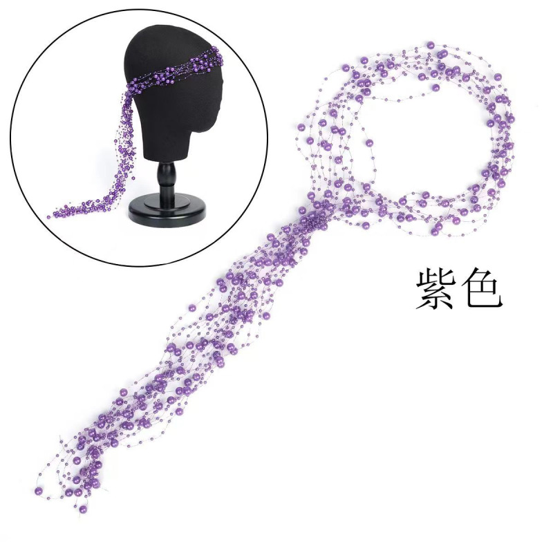 时尚轻奢婚礼手工串珠发带白色珍珠欧美新娘宴会派对选美发饰跨境|undefined