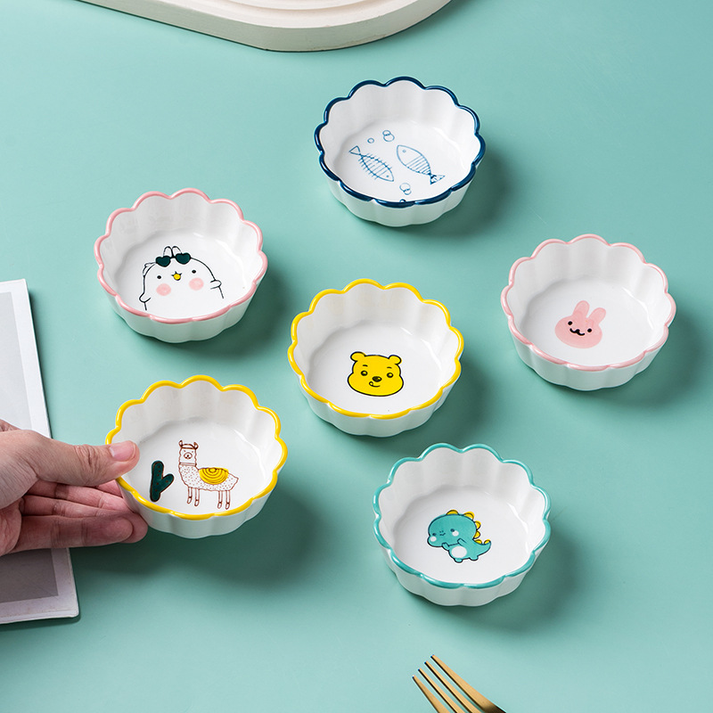 Creative cute cartoon ceramic dish household sauce dish flavor dish vinegar dish seasoning dish soy sauce dish snack dish small dish