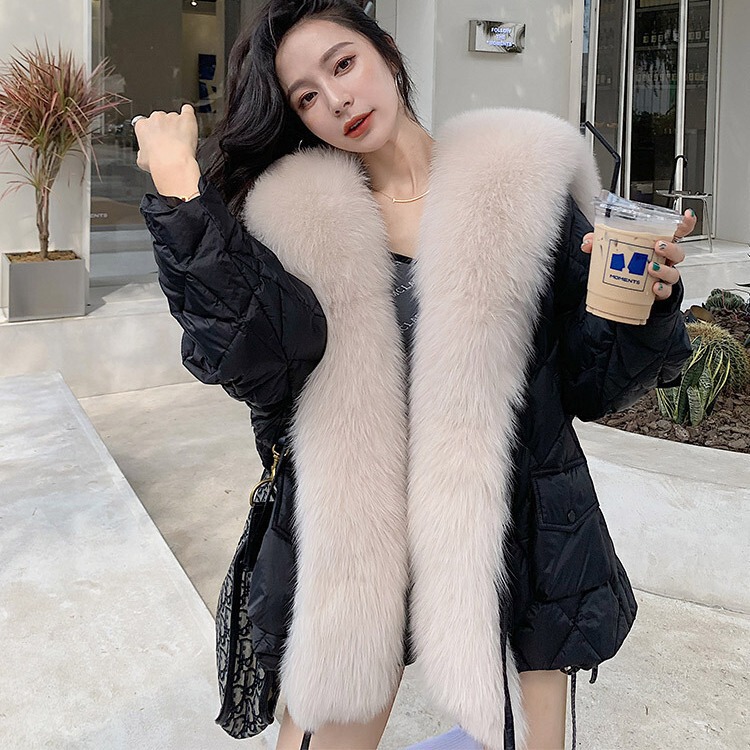 Removable Oversized Fox Fur Collar down Jacket for Women Slimming Look 2024 Winter New Fur Jacket Removable Oversized Fox Fur Collar down Jacket for Women Slimming Look 2024 Winter New Fur Jacket