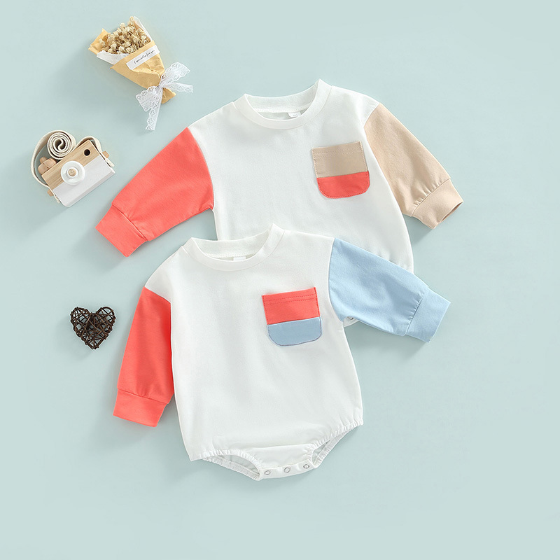 Contrast Long Sleeve Romper - White