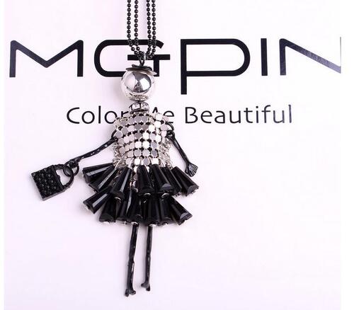 Japanese and Korean Style Woolen Chain Crystal Jewelry Pendant Long Necklace Girl's Necklace Accessory Pendant Body Chain Neck Decor