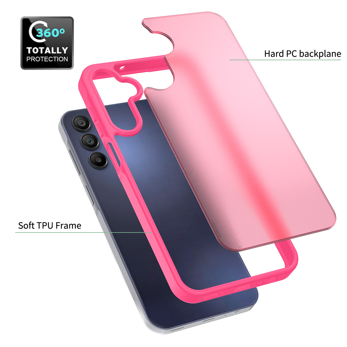 Comercio exterior aplicable a Samsung A15 piel caja de teléfono móvil 2 - en - 1 pc + tpu cubierta protectora esmerilada gruesa 2.0mm fábrica