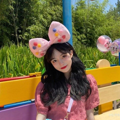 遊園發箍大蝴蝶結髮箍毛球網紗蝴蝶結頭箍網紅髮卡米奇米妮發箍