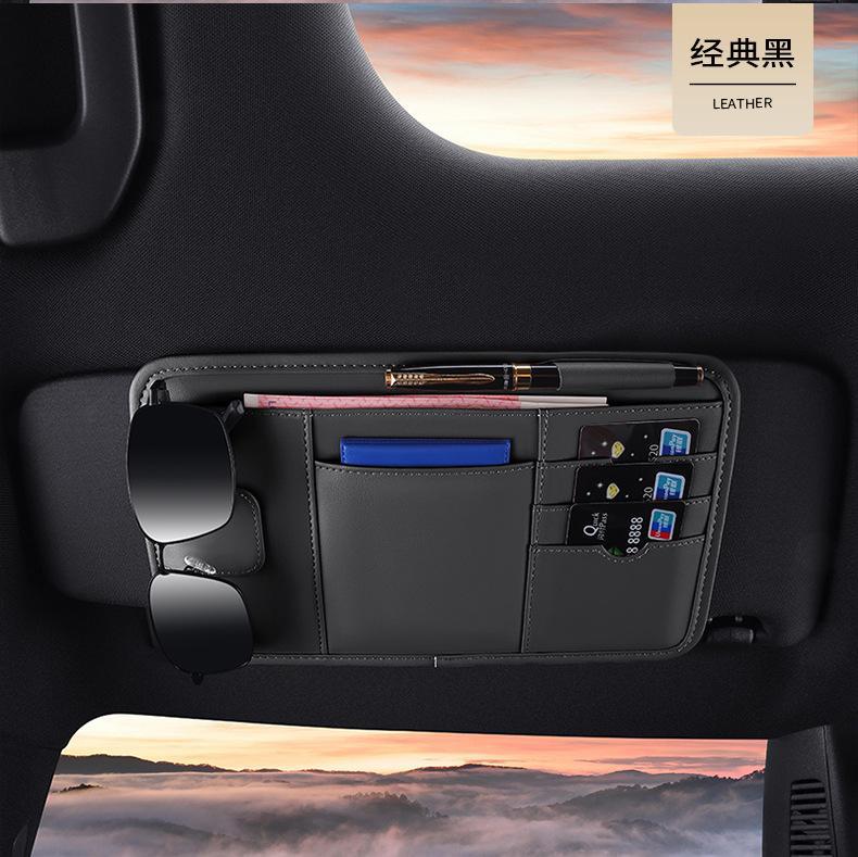 Car sun visor storage artifact multi-function light barrier glasses bag card driving identification clip car storage cover