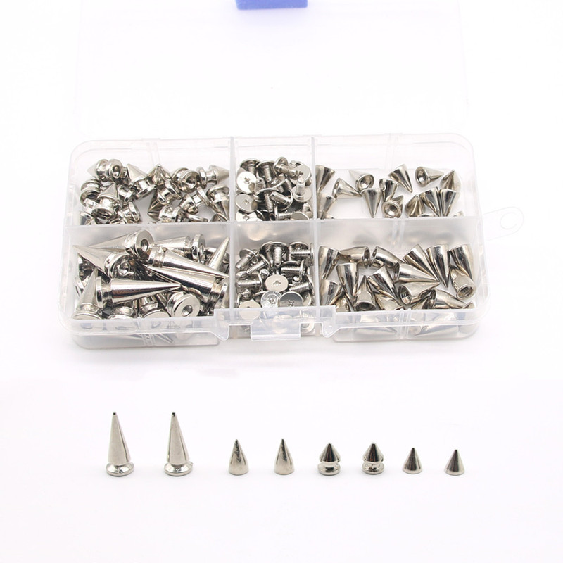 For Cross-Border 80 Sets of Punk Rivets, Bullet Tips, Willow Nails, DIY Alloy Rivets, Tapered Installation Tool Set