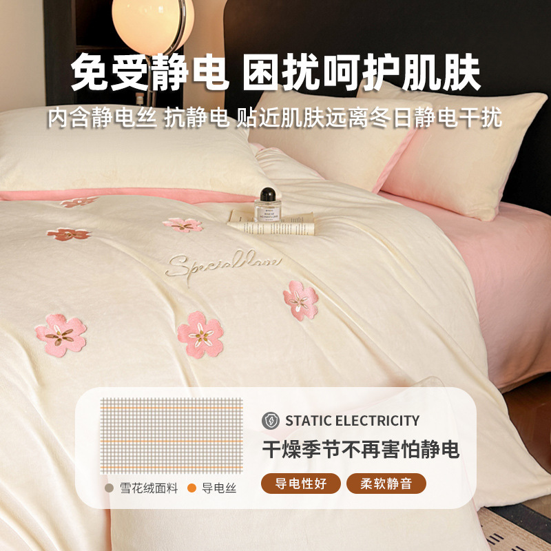 牛奶绒四件套加厚保暖珊瑚绒被套床单三件套2025新款床上用品|undefined