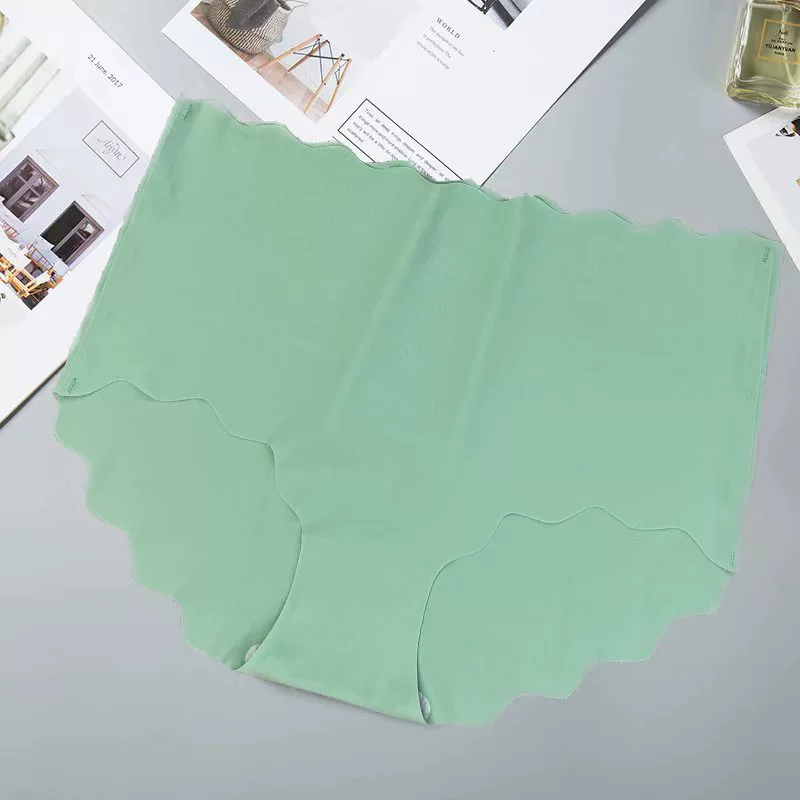 Silk ultra-thin high-waist panties, breathable, plus size, seamless scalloped edges