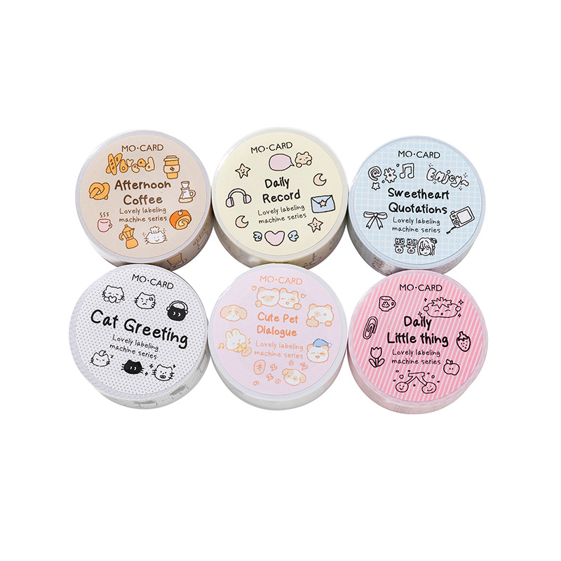 Mo tinta kraft blanco agujero agujero cinta adesiva serie de máquina de etiquetado adorable cinta adesiva decoración DIY