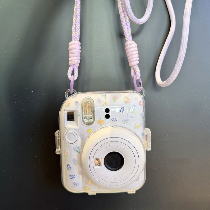 Mini12 Fuji Instant Camera Protective Instax Case Transparent Camera Crystal Hard Shell Case Chain