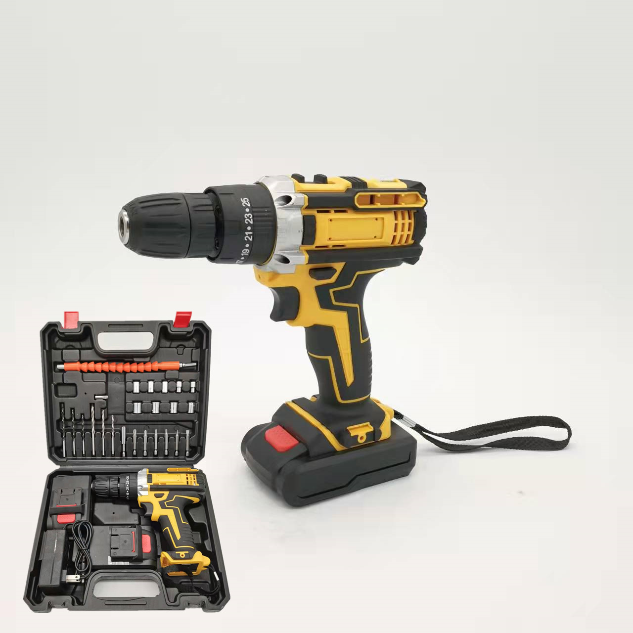 Taladro eléctrico de litio multifunción de impacto de comercio exterior, taladro manual recargable, taladro de pistola, destornillador eléctrico doméstico