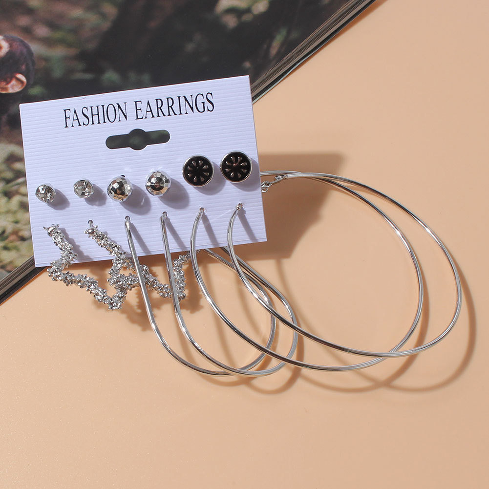 Fashion Geometric Alloy Pearl Earrings Six Pairs Set Wholesale Nihaojewelry display picture 8