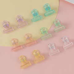 高顏值冰透長尾夾學生ins少女心試卷夾亞克力手賬票據收納夾子