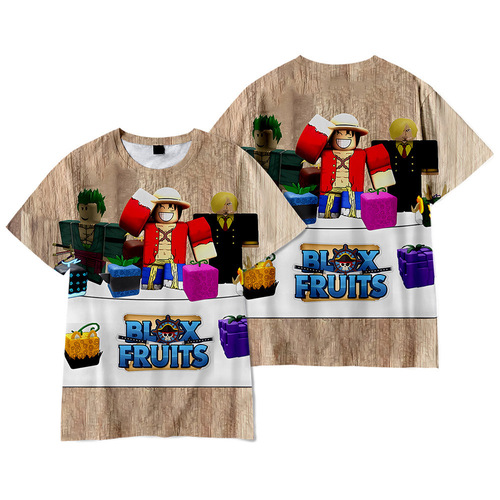  Cross-border New Product ROBLOX Game Blox Fruits Short Sleeve T-Shirt for Adults and Children 3D Printing