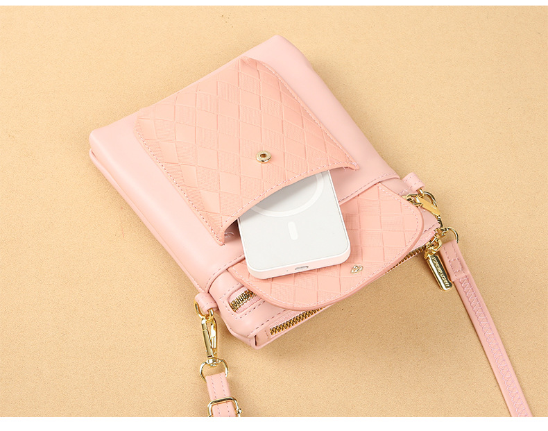 Women's Small Pu Leather Solid Color Lingge Classic Style Zipper Phone Wallets display picture 2