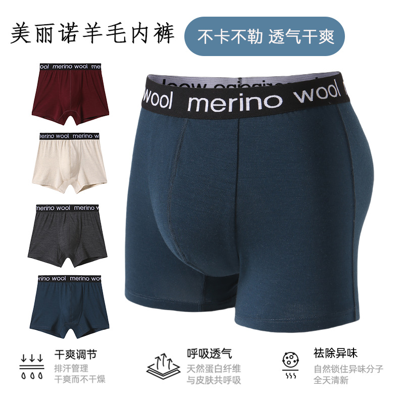 LUCASWELL Merino Men's Underwear Men's Sports Four Corner plus size Quick-drying Boxers Breathable plus size