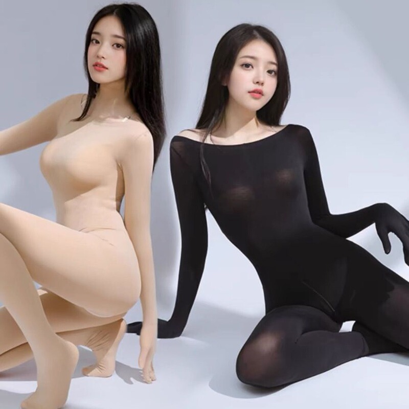 Full Body Stockings, Transvestite Large Size One-piece Stockings, Sexy Transparent Open Zipper Jumpsuit for Men and Women, All-inclusive Stockings