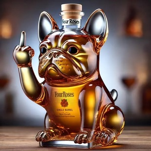 Creative Transparent Glass French Bulldog Creative Red Wine Special-Shaped Sealed Bubble Wine Whiskey Vodka Empty Wine Bottle