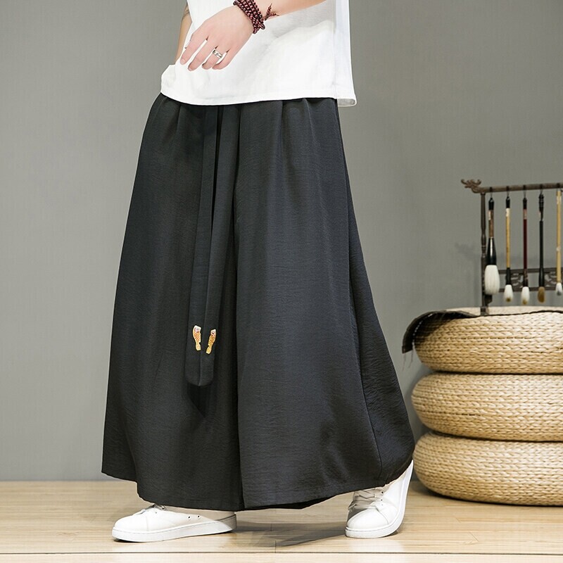Song Dynasty Pants Modified Daily Summer Chinese Style Couple Embroidered Hanfu Flowing Wide-Leg Straight Pants K332/585