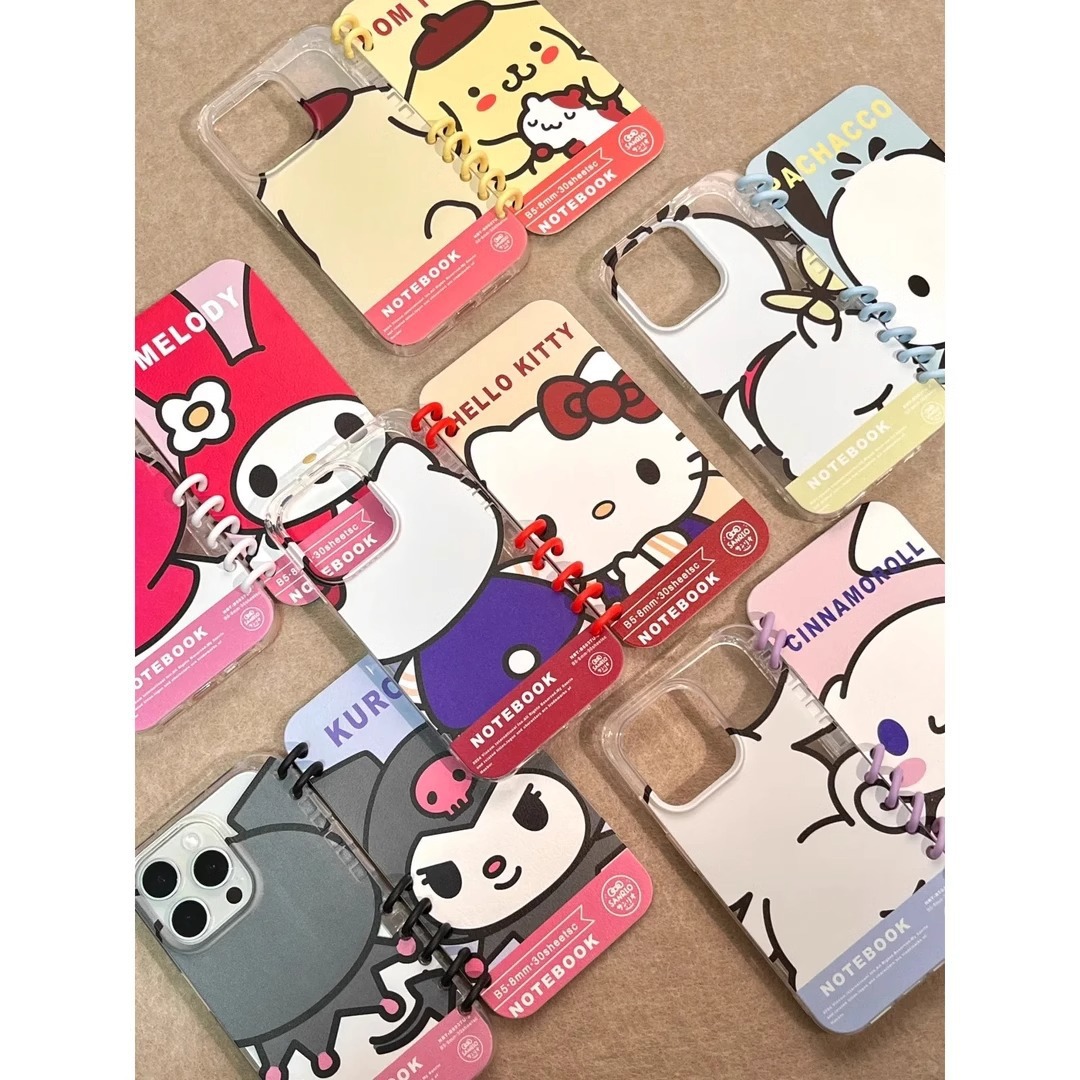 卡通笔记本三丽鸥iPhone14/13适用12/11苹果16/15PROMAX手机壳套