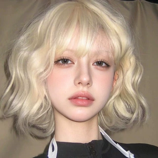 假发女短发白金色lolita可爱日常短发自然逼真羊毛卷仿真发全头套