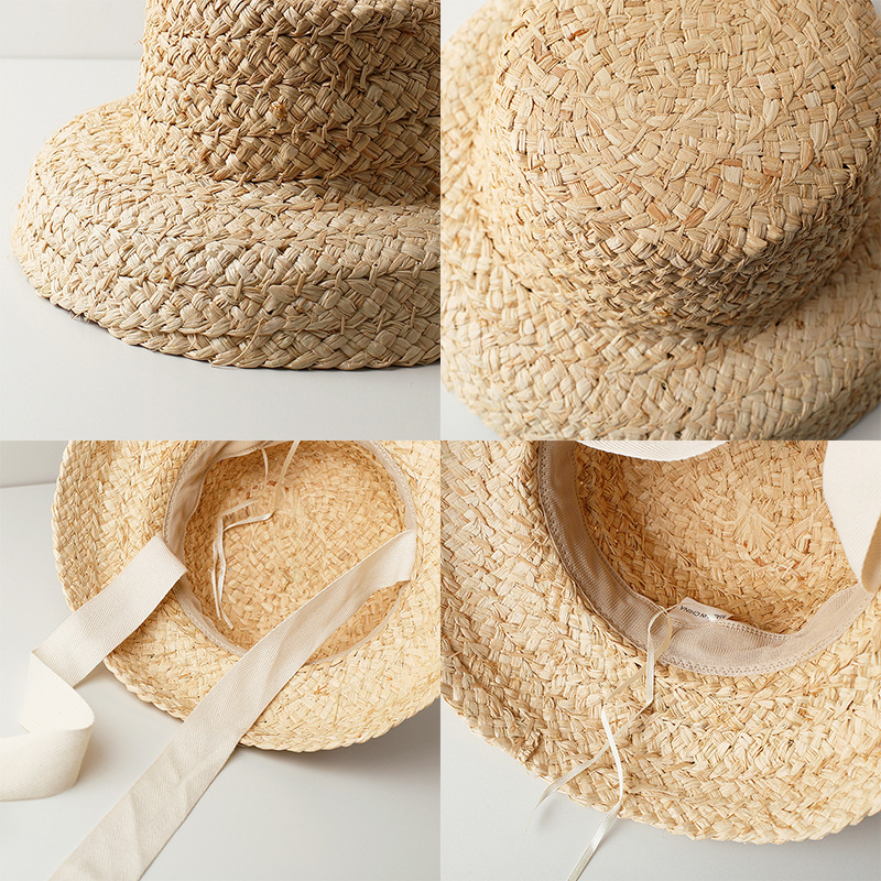 Hepburn Style Raffia Straw Sun Hat For Babies With Lace-up_voghion.com