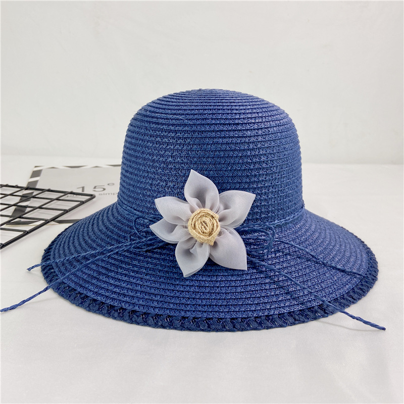 Women's Vacation Solid Color Flower Wide Eaves Sun Hat display picture 4