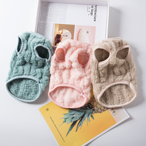 New Winter Outfit Dog Clothes Pet Teddy Cat Autumn Cables Double Faced Fleece Back Vest Clothing Wholesale