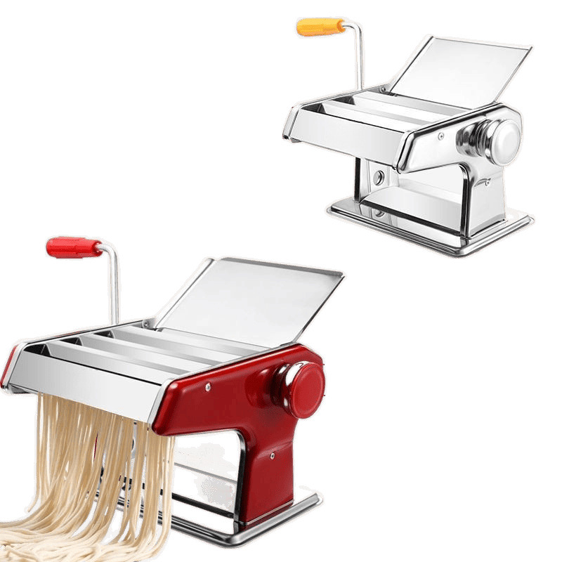 Máquina manual para hacer fideos, prensa de fideos pequeña para el hogar, versión familiar, rodillo de acero inoxidable para masa, máquina para hacer envolturas de dumplings.