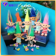 跨境搪胶长头发毛孩丑娃 80后怀旧穿衣服巨魔娃娃厂家直销玩偶