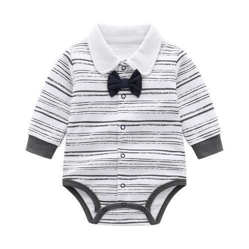 Baby Bodysuit Triangle Long Sleeve Spring and Autumn Season Diaper Cover Shirt Full Moon Gentleman Dress Newborn 100th Day Crawling Suit