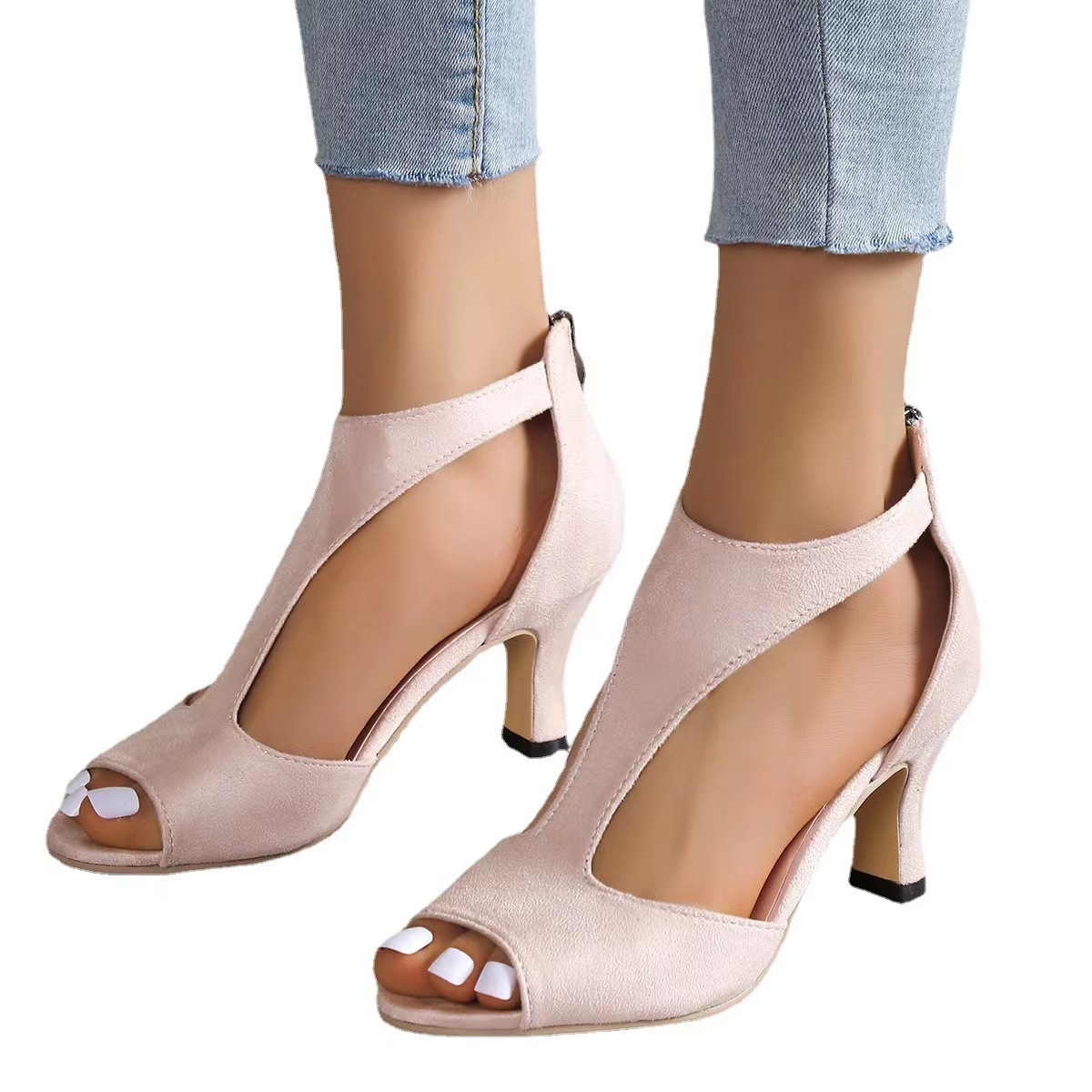 Women's Basic Solid Color Open Toe Peep Toe Sandals display picture 5