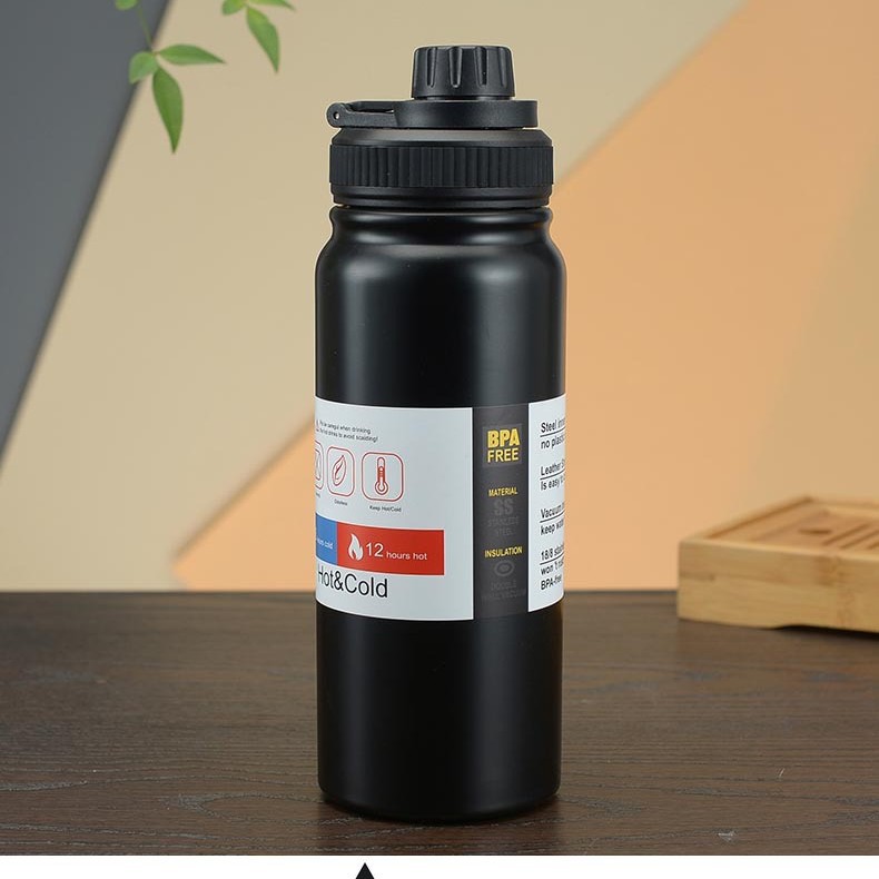 Popular botella de agua deportiva para exteriores de acero inoxidable 304, de gran capacidad, para montañismo, aislada, portátil, botella espacial, botella de viaje para regalo.