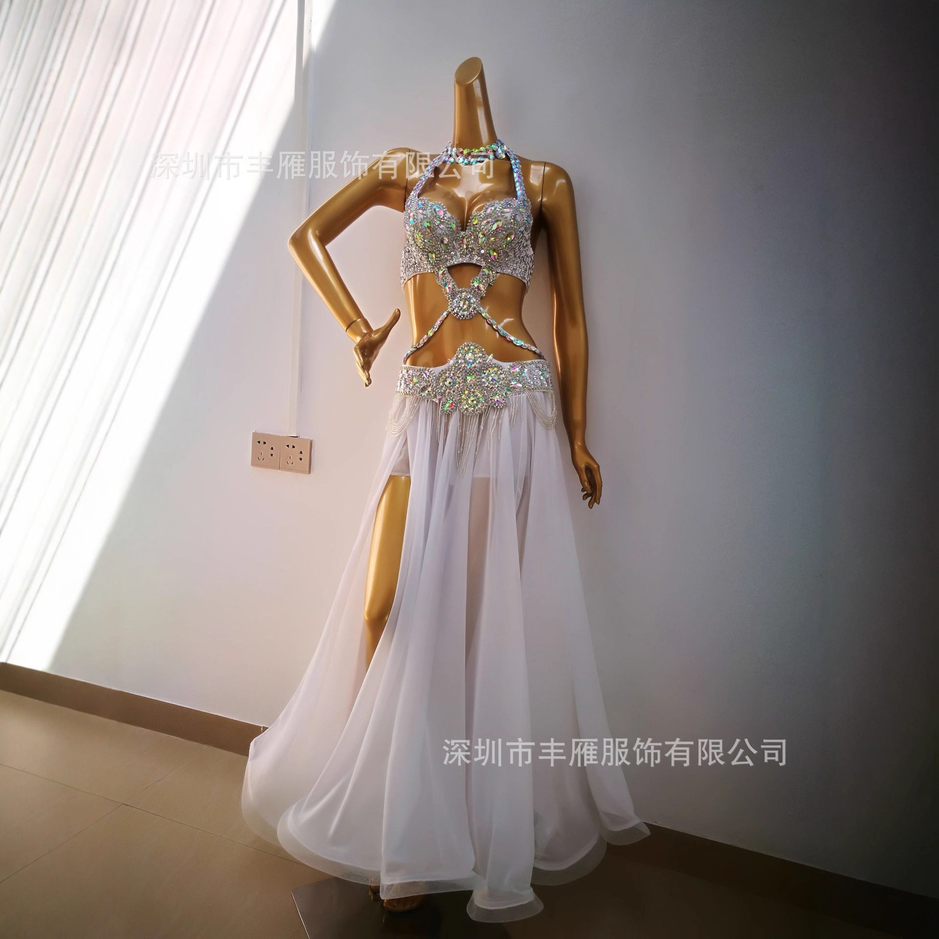 New Foreign Trade Adult Belly Dance Bra Set, Plus-Size Performance Outfit, Sequined Performance Costume, Dance Costume with Large Skirt for Women