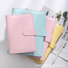 跨境现货a6活页夹创意笔记本拉链袋马卡龙PU皮质活页本空白牛皮纸