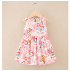 Women's Children's Summer New Dress, Girls' Tank Top Dress, Pink Castle Cotton Dress, Princess Children's Beach Dress