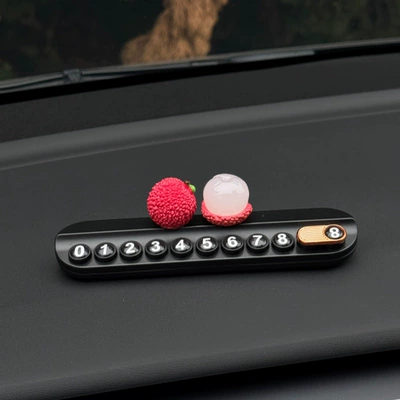 Fruit-Scented Number Plate for Nömrəli dayanma kartı - pair-of-lychees-black-aromatherapy-stop-sign