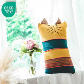 桑尼拉瑞景新款猫咪手工靠枕 创意 沙发抱枕套 家居软饰 不含芯