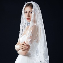 EBAY亚马逊外贸 头纱新娘头纱白色蕾丝珍珠旅拍照影楼造型发饰品