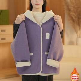 女童外套新款洋气中大童2026儿童宽松休闲加厚百搭羊羔绒抖音爆潮