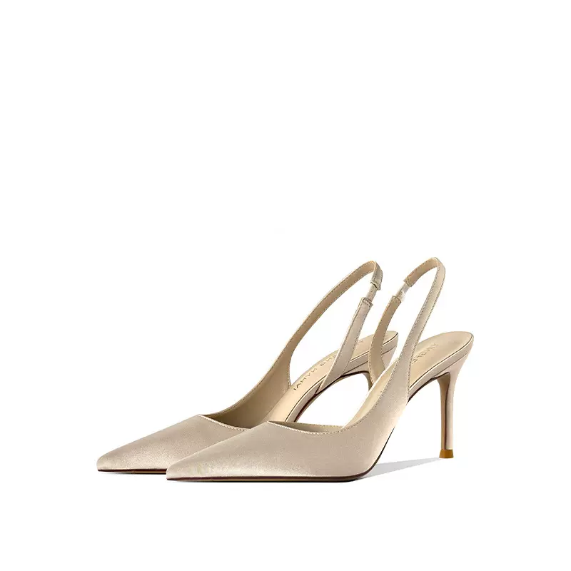 【现货】时尚简约尖头气质高跟鞋包头后空通勤细跟凉鞋女夏2025