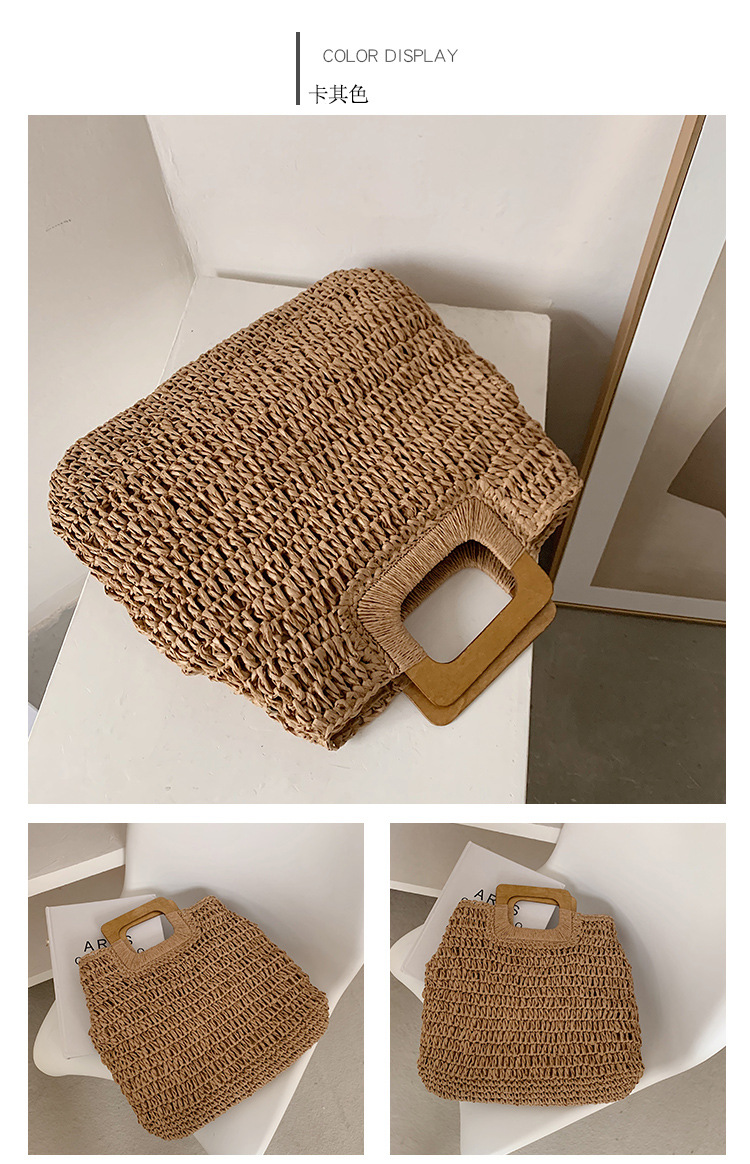 567g Weight Zipper Closure Type Top Handle Strap Type Straw Bag Bags Type Holiday Occasion Straw Material Solid Color Pattern All Seasons Season Women's Gender Vacation Style Oval Shape Khaki, Beige Color Large Size Large Straw Straw Bag Shoulder Bags 11