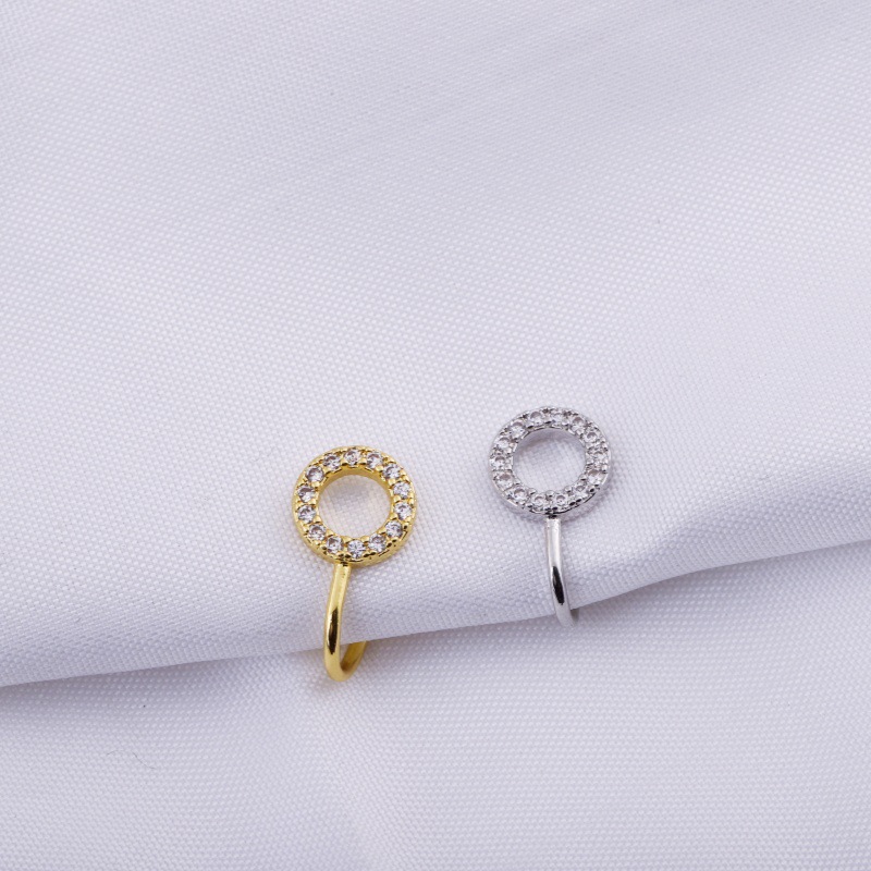 Non-Pierced Nose Clip Copper Inlaid Zircon U-Shaped Star Heart Round Nose Ring - Gold 18K Plated detail image 9