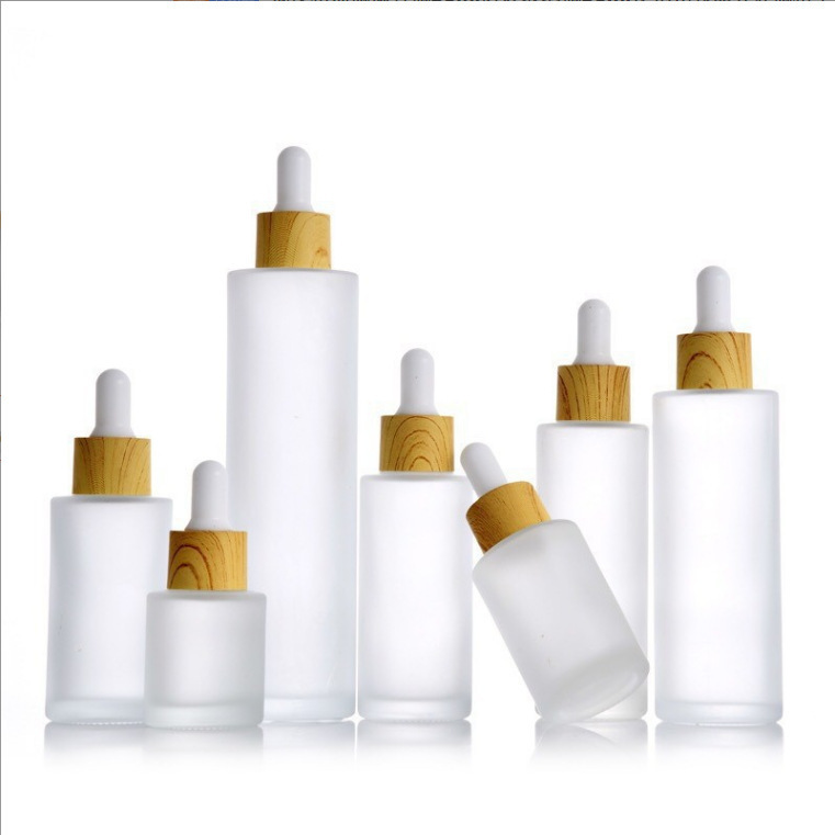 30ml平肩精油滴管瓶透明玻璃精华液瓶化妆品分装蒙砂原液空瓶现货